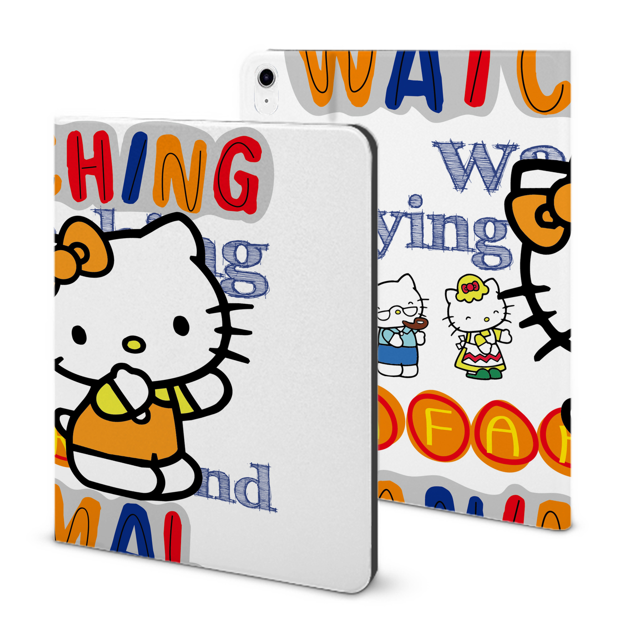 （画像用） Hello Kitty ハローキティ IPad ケース ブック型 PUレザー TPU 耐衝撃 軽量 薄型 ペン収納なし 全面保護 IPad 各モデル対応